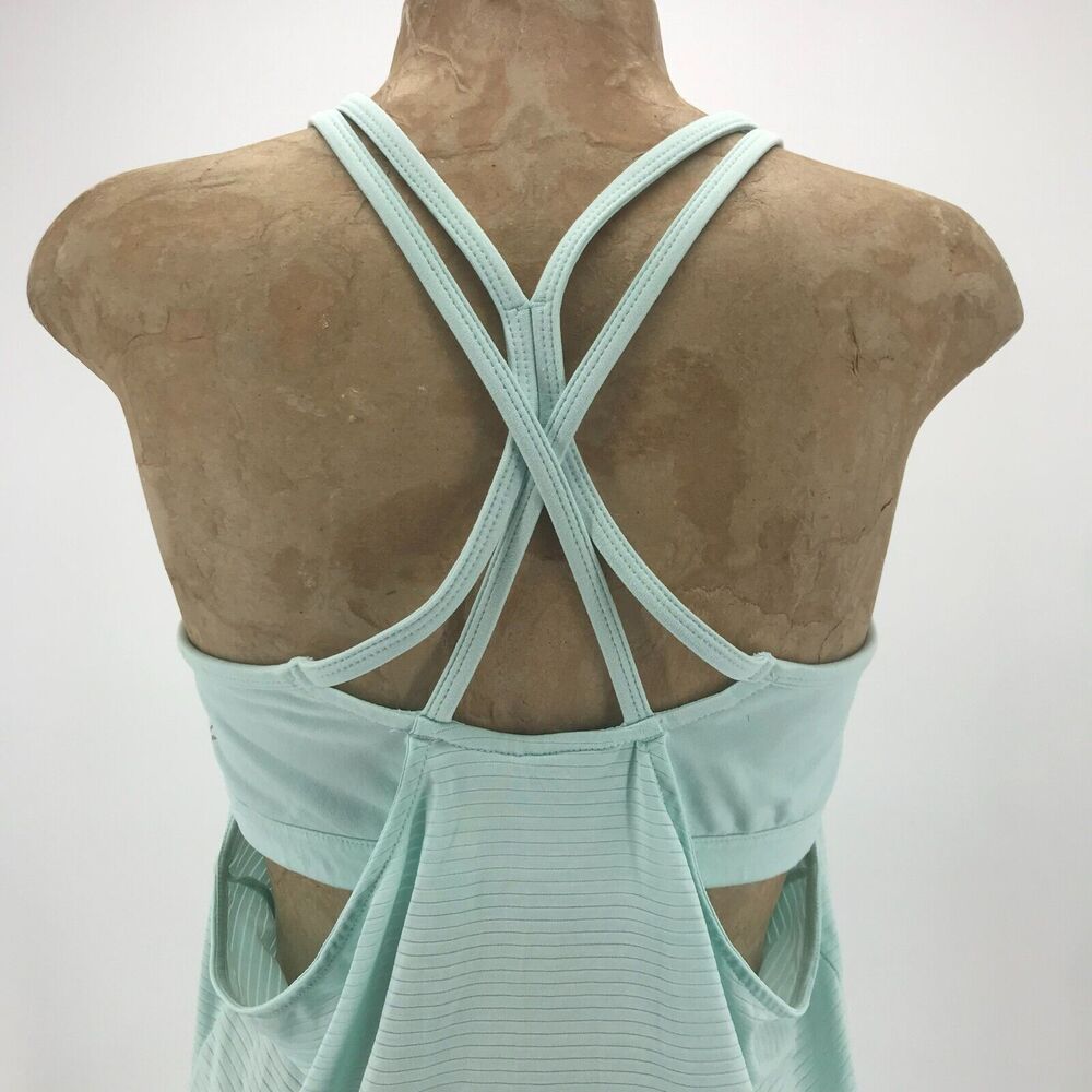 Athleta Tank Womens Medium Light Blue Attached Bra Criss Cross Sleeveless - Picture 6 of 13